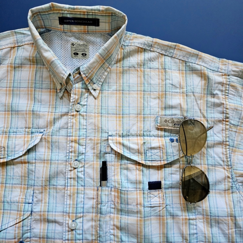 Columbia sportswear Men’s PFG plaid button down long sleeve shirt fishing